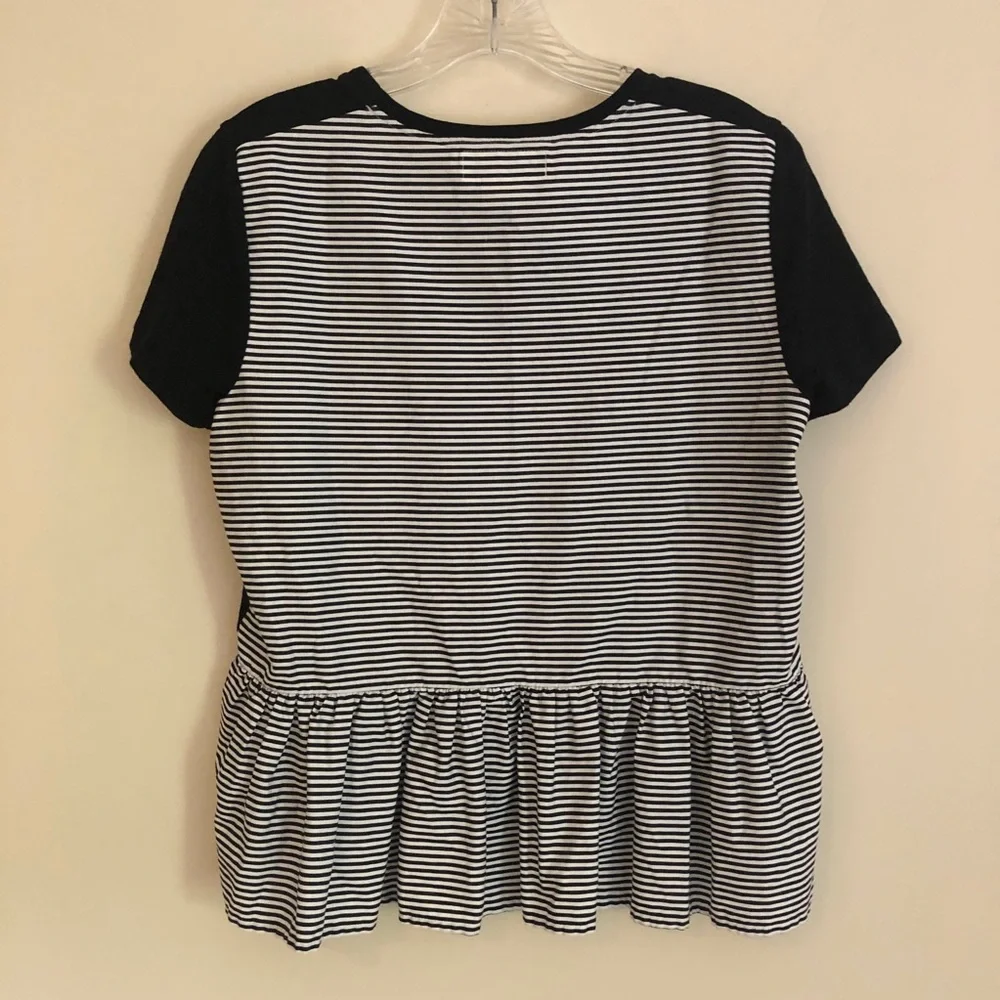 Kate Spade Broome Street Striped Peplum T-Shirt